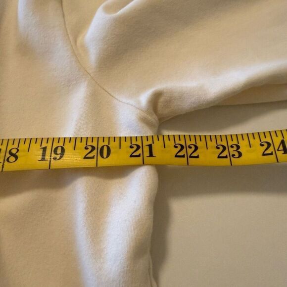 Ivory Cotton French Terry Knit Boxy, Oversized 3/4 Sleeve Jacket Sz S/M - Picture 7 of 11